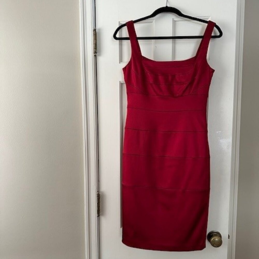 Red Satin Bandeau Dress